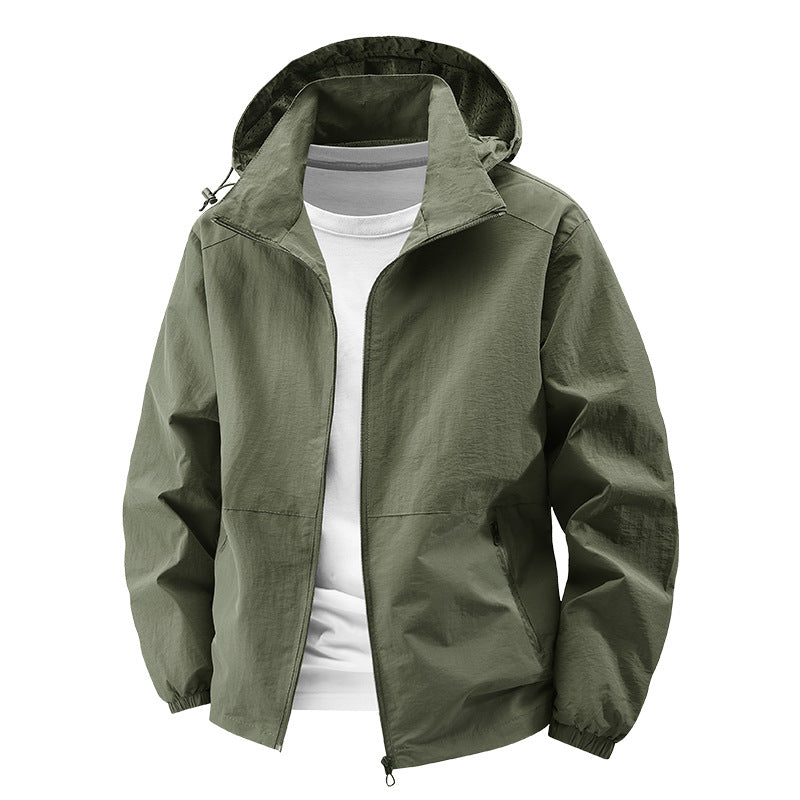 Herren Leichte Outdoor-Jacke mit verstellbarem Kapuzenkragen Nord Taschen