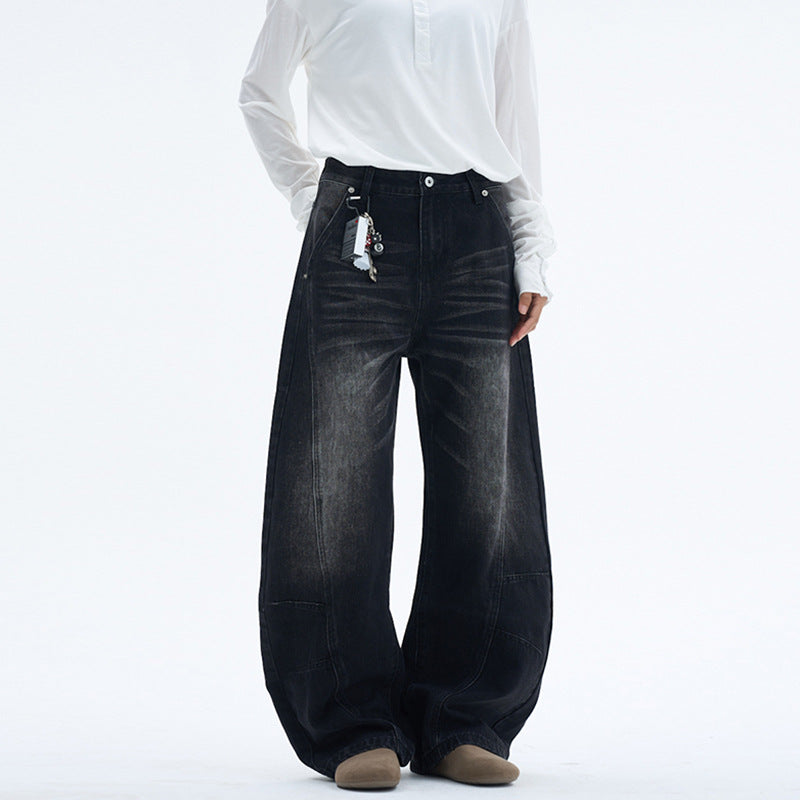 Damen Extraweite Palazzodenim-Jeans mit hoher Bundlinie, Paneelnähten und weitem Saum Nord Taschen