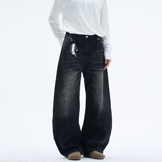 Damen Extraweite Palazzodenim-Jeans mit hoher Bundlinie, Paneelnähten und weitem Saum Nord Taschen