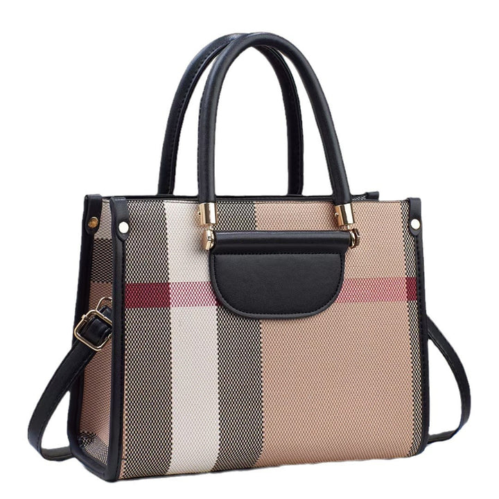Damen elegante Handtasche mit kontrastreichem Karomuster und abnehmbarem Schultergurt Nord Taschen