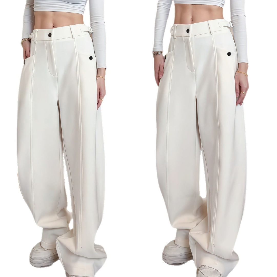 Damen Modische Weitgeschnittene Hochbundhose Nord Taschen