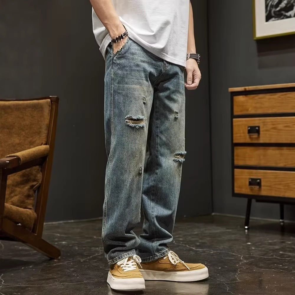 Herren Weitgeschnittene Destroyed Jeans Nord Taschen