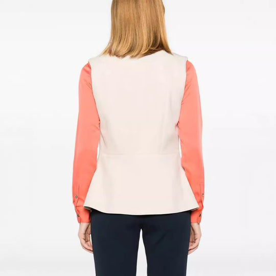 Damen Ärmellose taillierte Blazerweste mit Revers und Formnähten Nord Taschen