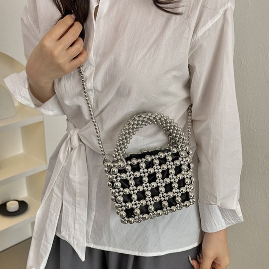 Damen Designer Handtasche aus kunstvollen Perlen Nord Taschen