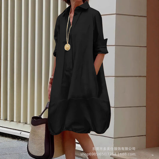 Damen lässiges Hemdkleid mit praktischen Seitentaschen und einem luftigen Schnitt