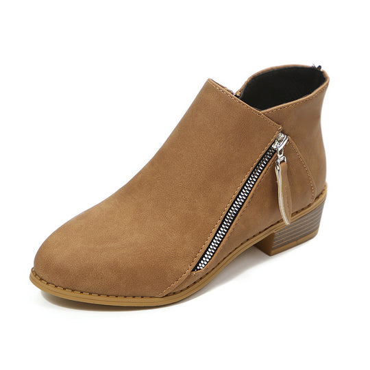 Damen Kurzschaftstiefelette mit seitlichem Reißverschluss und niedrigem Blockabsatz Nord Taschen