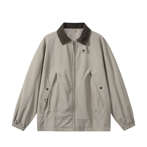 Unisex Kurz geschnittener Boxy-Blouson mit Cordkragen, Reißverschluss und Utility-Pattentaschen Nord Taschen