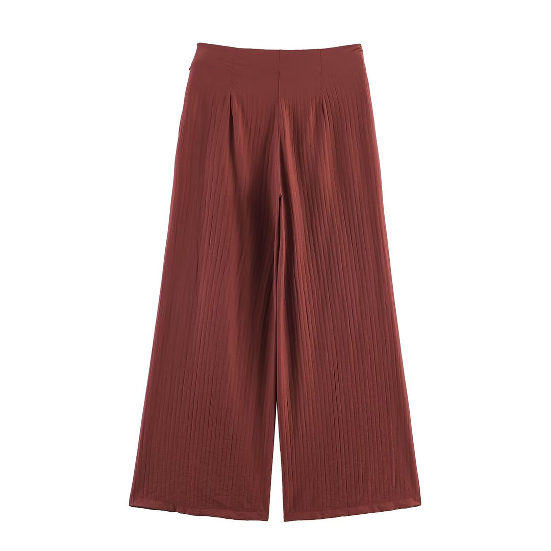 Damen Weite High‑Waist Palazzo‑Hose mit Wickelrock‑Optik und Taillenschleife Nord Taschen