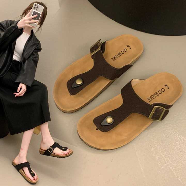 Damen Komfortable Zehentrenner-Sandalen mit verstellbarem Riemen und ergonomischer Sohle
