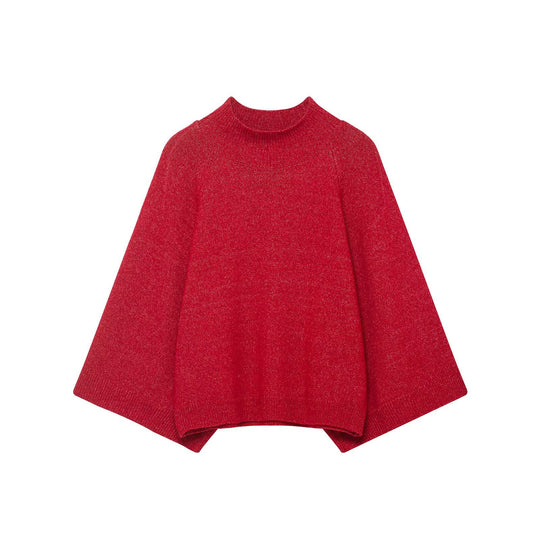 Damen Weicher Cape-Pullover mit weitem Fall und Stehkragen aus Glitzergarn Nord Taschen