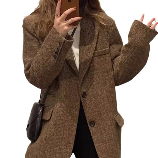 Damen Übergroßer Wollblazer Nord Taschen