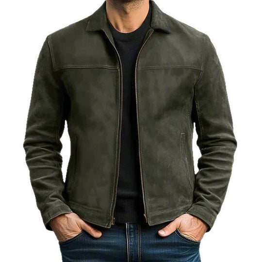 Herren Kurzblouson aus Wildleder mit Hemdkragen und seitlichen Eingrifftaschen Nord Taschen