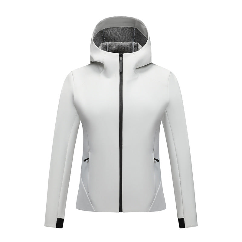 Damen Softshell-Jacke mit Kapuze, taillierte und winddichte Outdoorjacke Nord Taschen