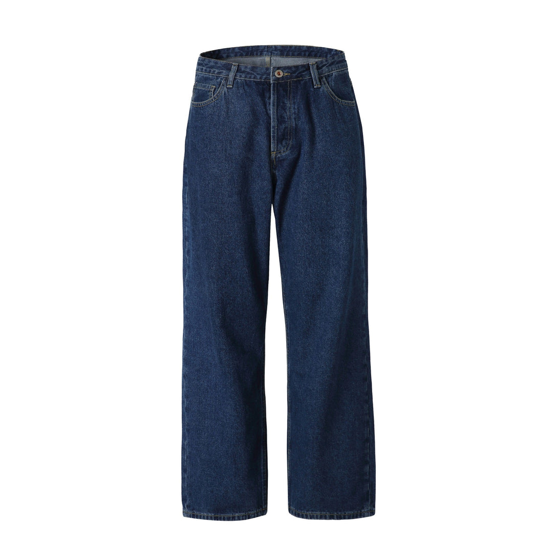 Damen Hochtaillierte gerade geschnittene Denim-Jeans mit weitem Bein Nord Taschen