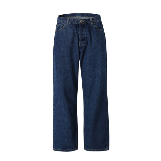 Damen Hochtaillierte gerade geschnittene Denim-Jeans mit weitem Bein Nord Taschen