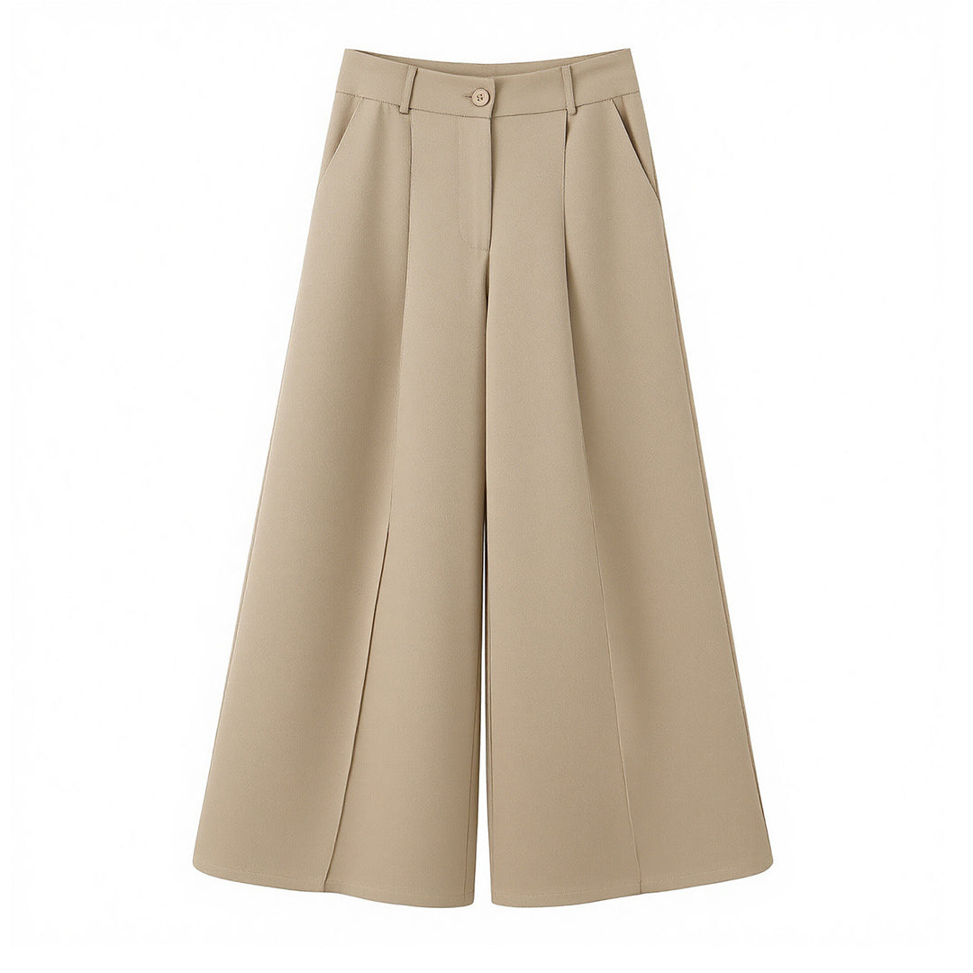 Damen Zweiteiliges Bouclé‑Wickelblazer und High‑Waist Palazzo‑Hosen Set Nord Taschen