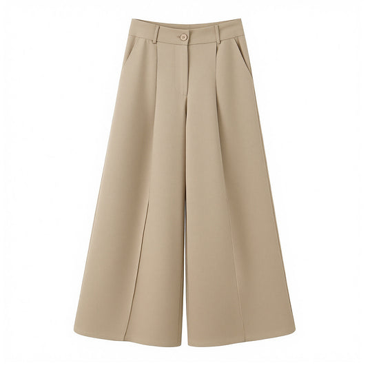 Damen Zweiteiliges Bouclé‑Wickelblazer und High‑Waist Palazzo‑Hosen Set Nord Taschen