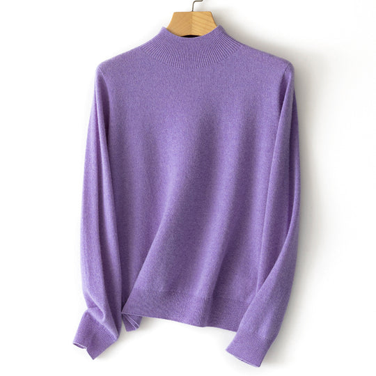 Damen Feiner Stehkragen-Pullover aus Kaschmir-Mix mit gerippten Abschlüssen Nord Taschen