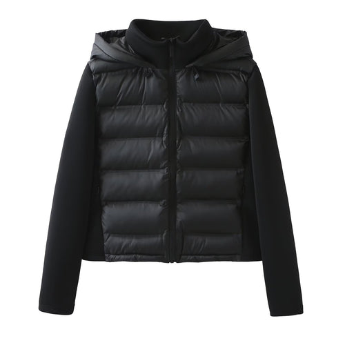 Damen Hybrid-Steppjacke mit Softshell-Ärmeln und Kapuze Nord Taschen
