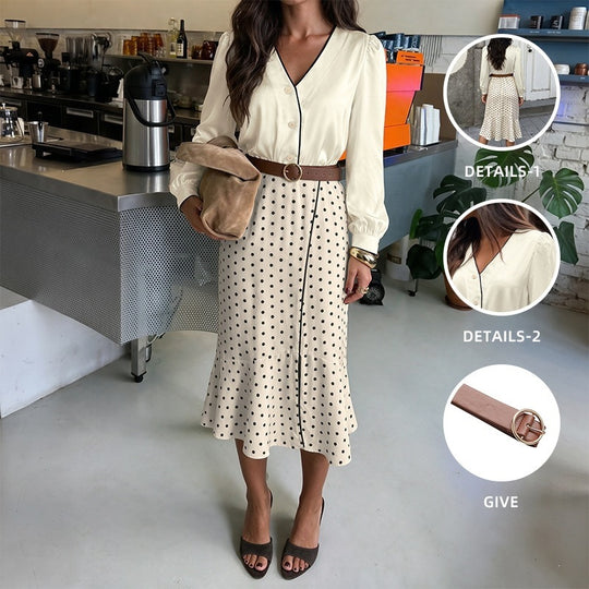Damen Elegante Bluse mit Knopfdetails und Rüschen Nord Taschen