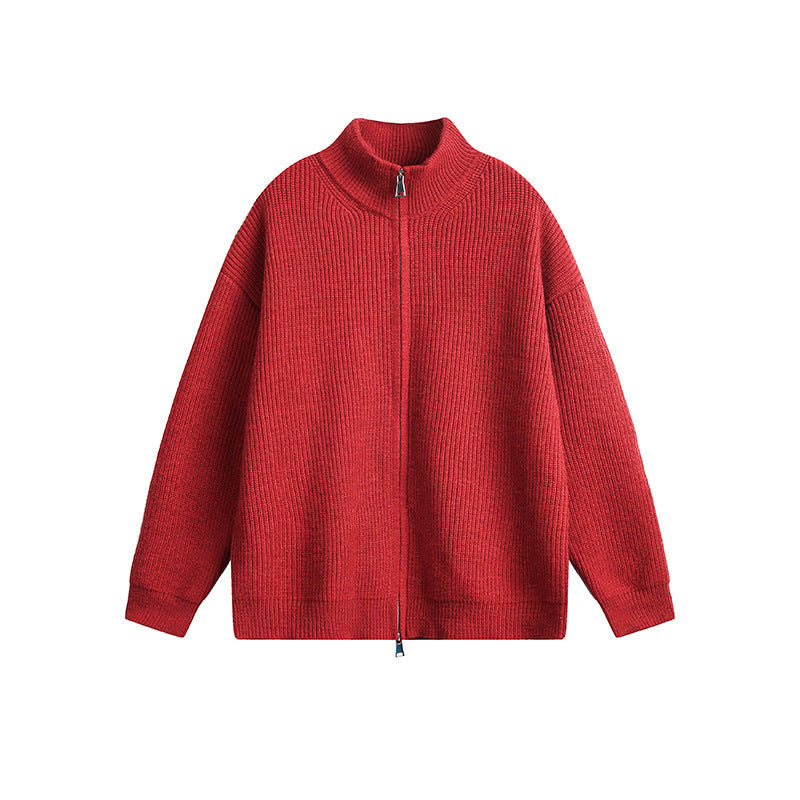 Herren Grobstrickjacke mit hohem Kragen und durchgehendem Reißverschluss Nord Taschen