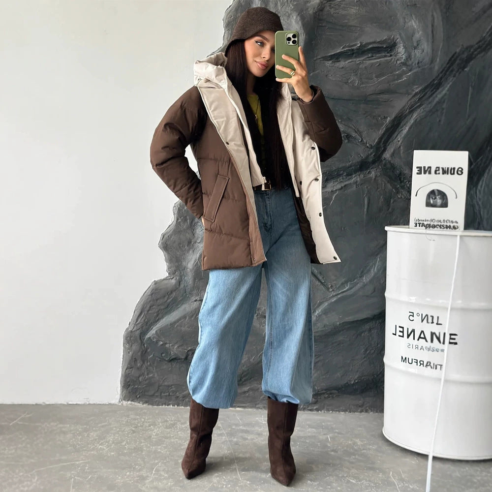 Damen wattierte Doppelreiher-Parka mit abnehmbarer gesteppter Innenweste Nord Taschen