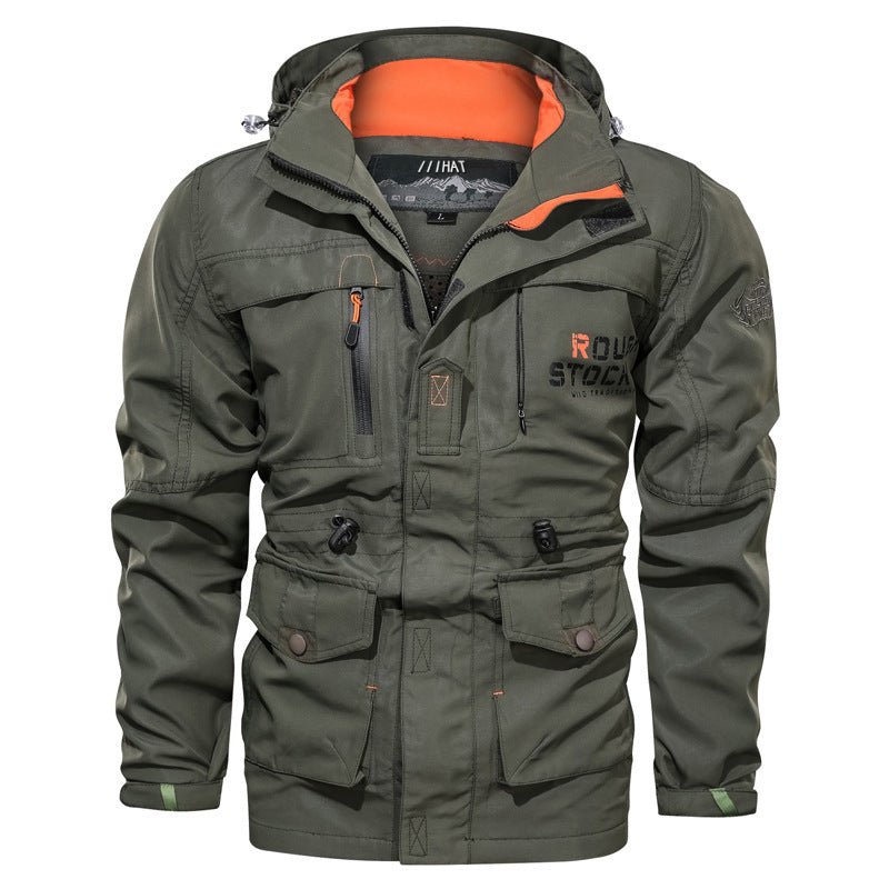 Herren robuster Utility-Parka mit Kapuze, Multifunktionstaschen und Taillenregulierung Nord Taschen