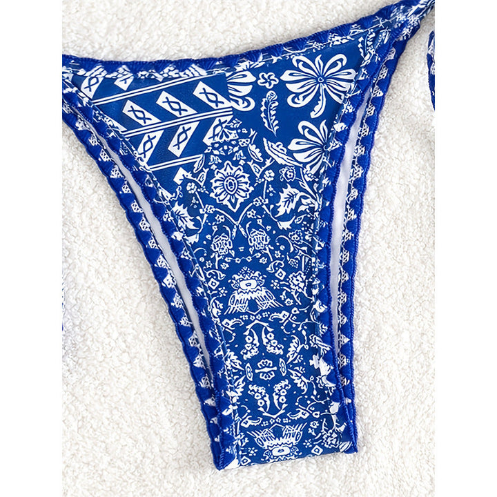 Damen Triangel-Bikini mit verspieltem Floral-Muster und eleganten Bänder