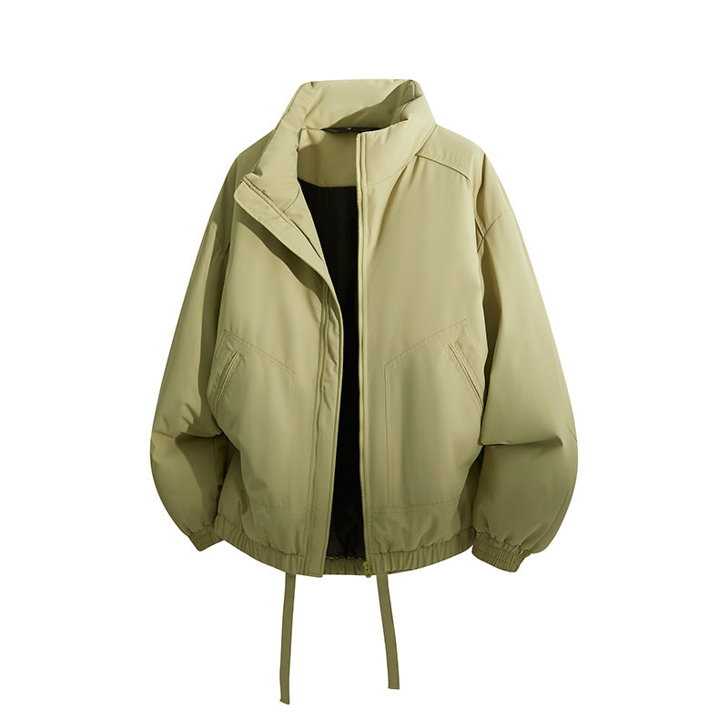 Herren Übergroße Windbreaker-Bomberjacke mit Kordelzug und Stehkragen Nord Taschen