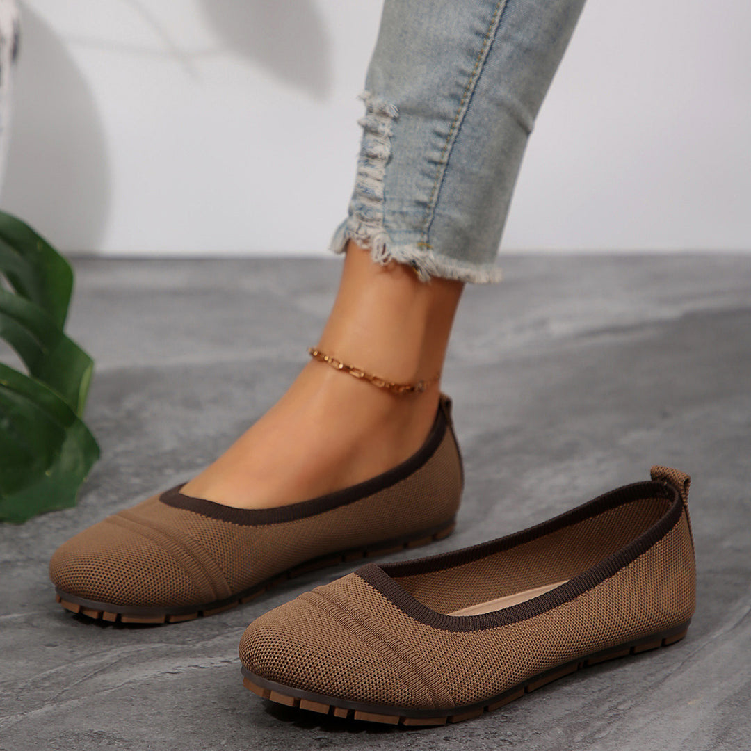 Damen  atmungsaktive Strick‑Ballerina mit ergonomischem Memory‑Fußbett und rutschfester Flexsohle Nord Taschen