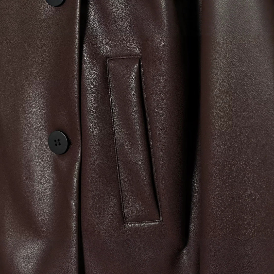 Damen Kurzer Kunstleder-Blouson mit doppelreihiger Knopfleiste und kastiger Silhouette Nord Taschen