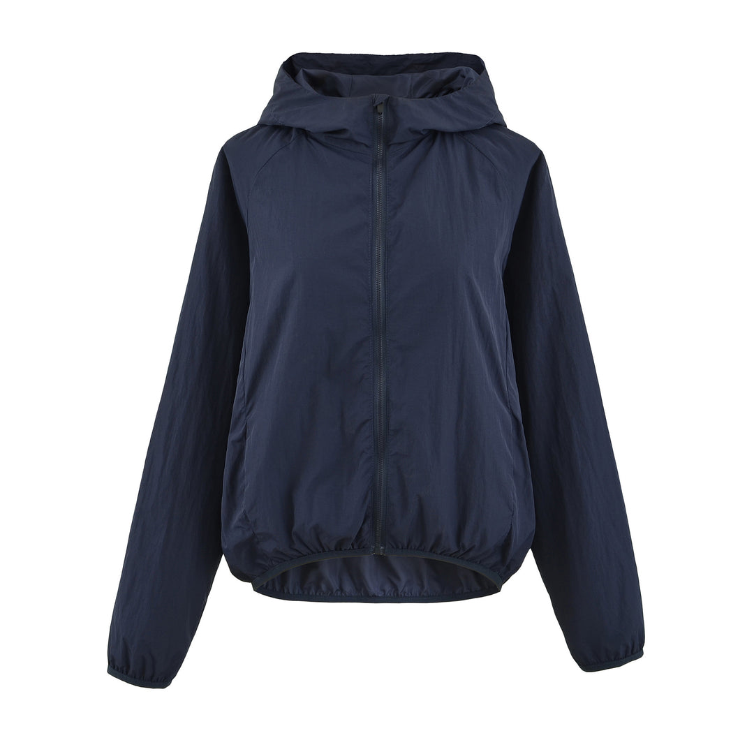 Damen Ultraleichte Kapuzen-Windbreaker mit verlängertem Rückensaum und elastischem Saum Nord Taschen