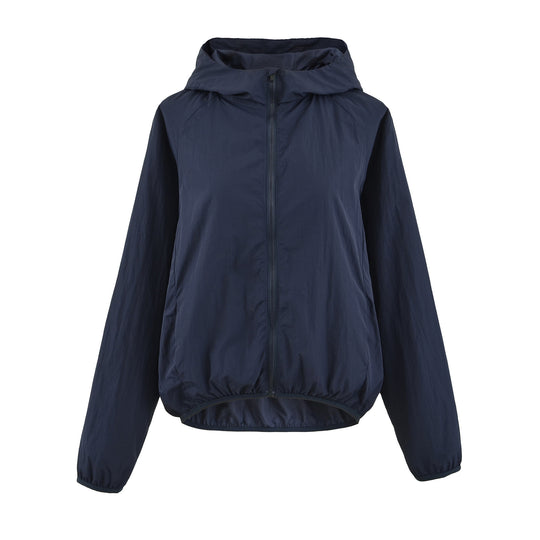 Damen Ultraleichte Kapuzen-Windbreaker mit verlängertem Rückensaum und elastischem Saum Nord Taschen