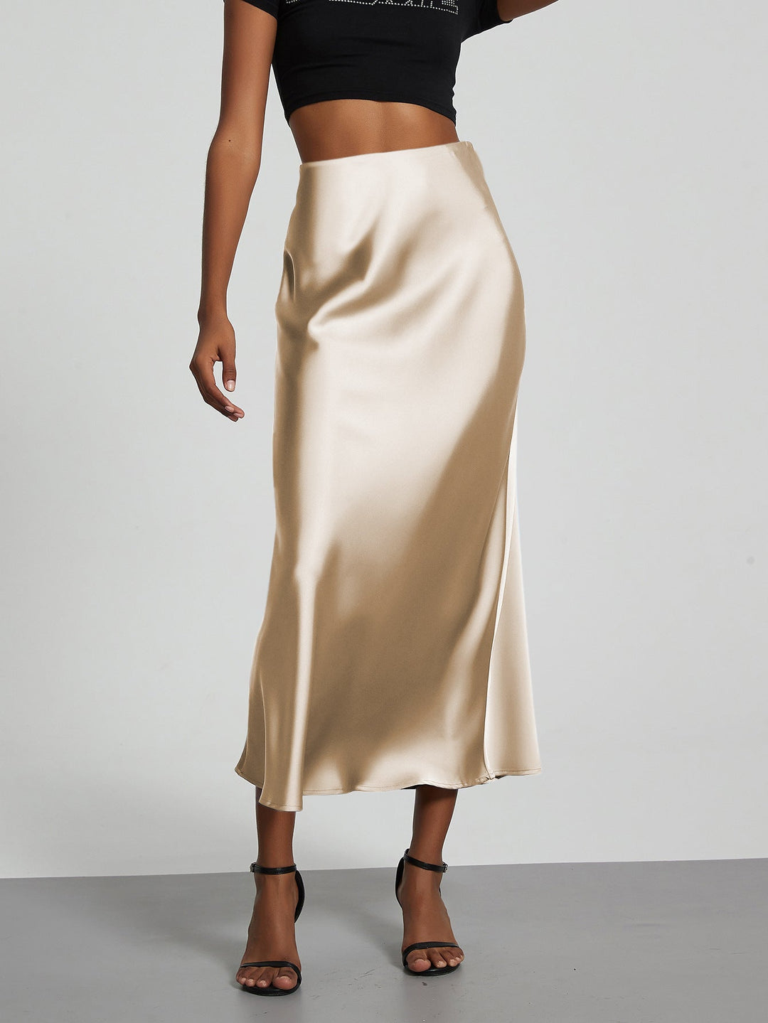 Damen Elegante und fließende Satin Maxiröcke
