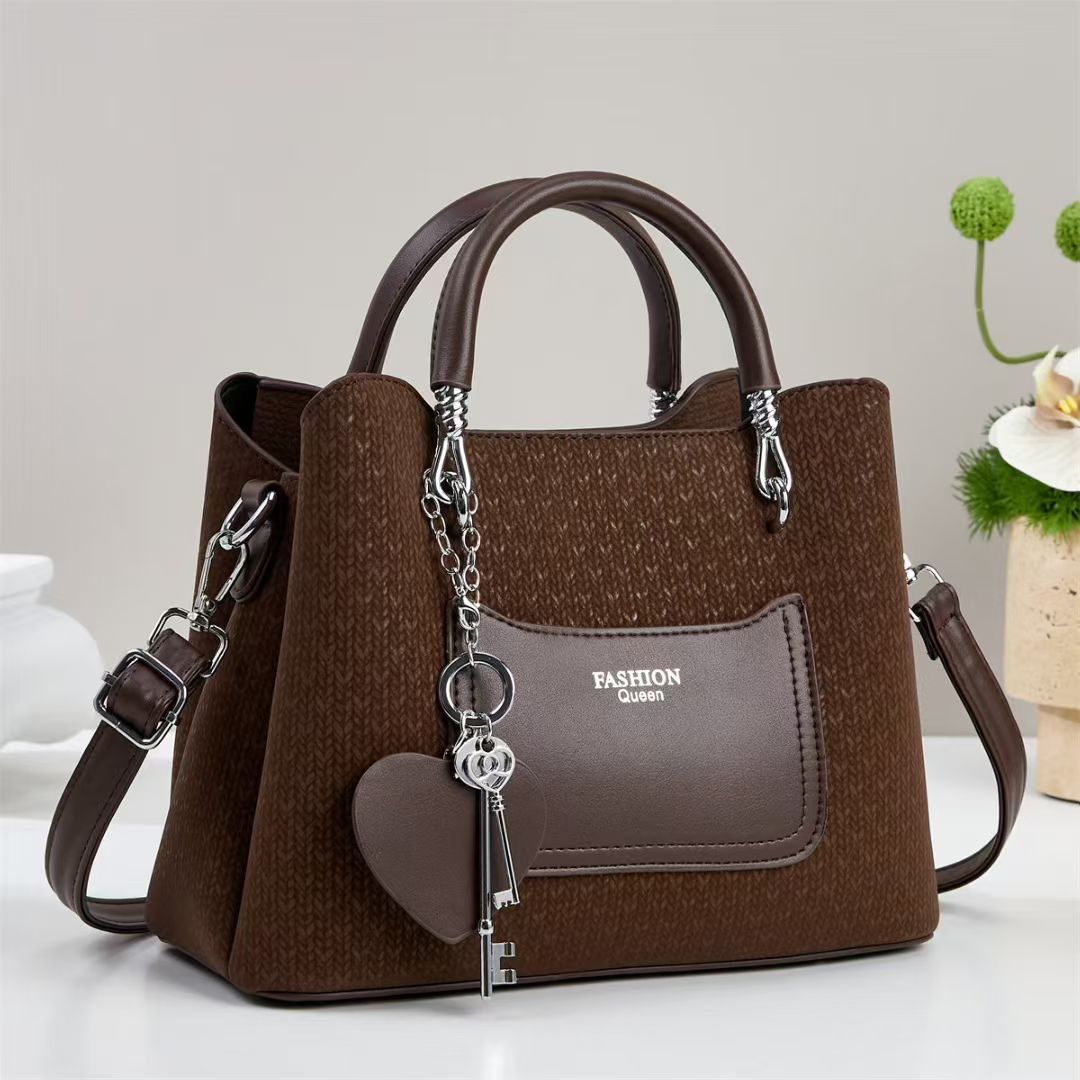 Damen Handtasche mit strukturiertem Obermaterial und abnehmbarem Schlüsselanhänger Nord Taschen