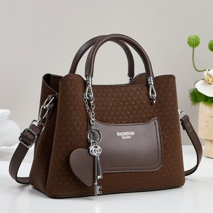 Damen Handtasche mit strukturiertem Obermaterial und abnehmbarem Schlüsselanhänger Nord Taschen