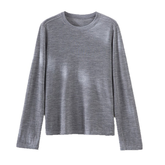 Damen Feines Langarm-Feinstrickshirt mit Rundhalsausschnitt und gerader Silhouette Nord Taschen