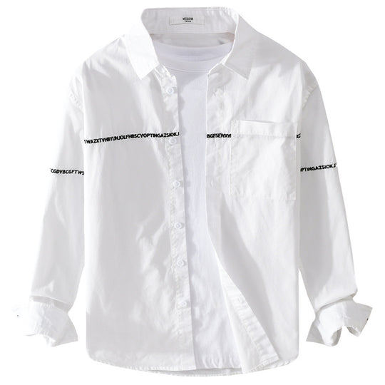 Herren Langarm-Hemd im Overshirt-Stil mit eingearbeitetem Schriftband und Brusttasche Nord Taschen