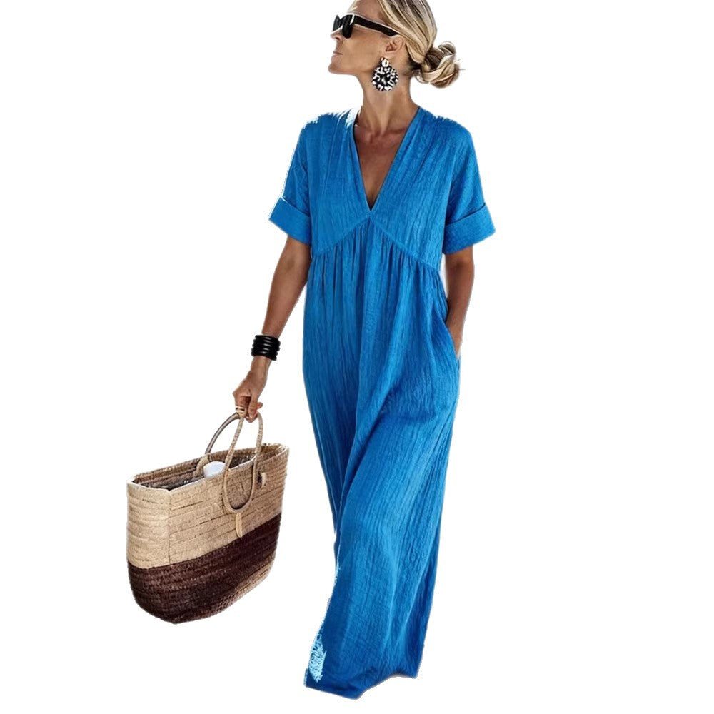 Damen Maxikleid mit lässigem Schnitt und seitlichen Taschen