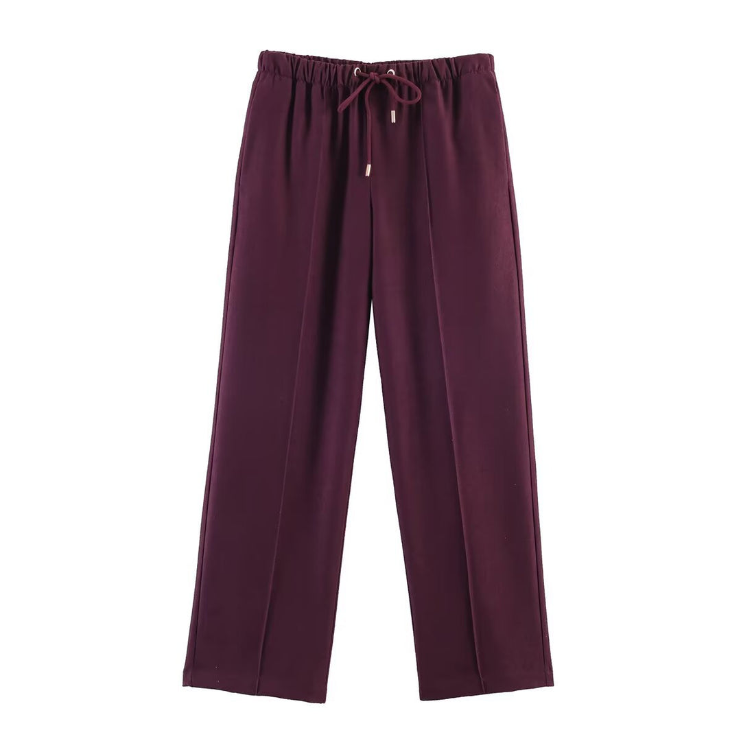 Damen Weite Highwaist-Hose mit Kordelzug, Bügelfalte und fließender Stoffqualität Nord Taschen