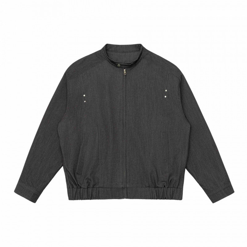 Unisex Kurzblouson im Overshirt‑Stil mit Stehkragen, Reißverschluss und elastischem Saum Nord Taschen