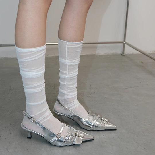 Damen elegante Sling-Pumps mit modischer Schnallenverzierung