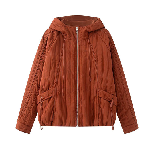 Damen Steppjacke mit Kapuze, Tunnelzug und weitem Schnitt Nord Taschen