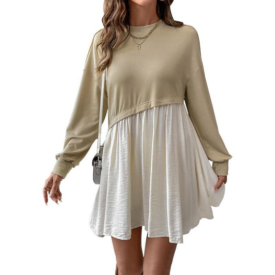 Damen Lässiges Sweatshirt‑Minikleid im Babydoll‑Lagenlook mit fließendem Rockteil Nord Taschen