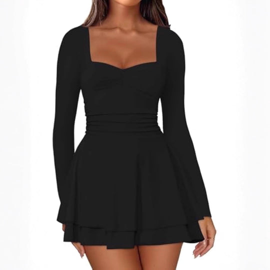 Damen Elegantes Kleid mit langen Ärmeln Nord Taschen