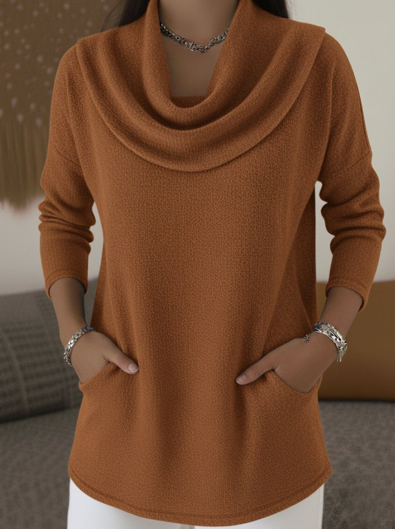 Damen Kuscheliger Feinstrick-Pullover mit Schalkragen und Eingrifftaschen Nord Taschen