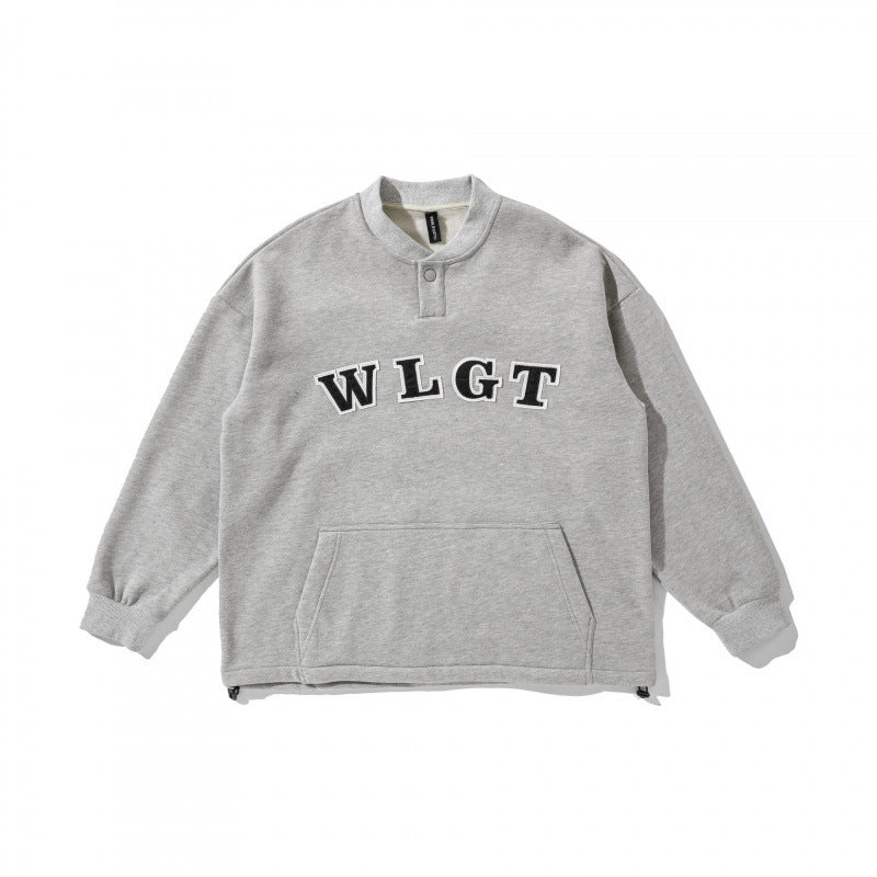 Unisex Oversize-Sweatshirt mit Henley-Knopfleiste, Kängurutasche und Tunnelzugsaum Nord Taschen