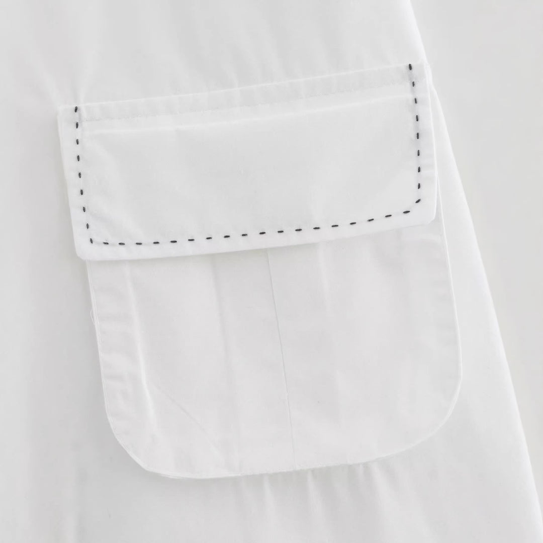 Damen Hemdbluse mit Puffärmeln, aufgesetzten Brusttaschen und dekorativer Naht Nord Taschen