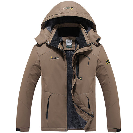 Herren Wasserdichte gefütterte Outdoor-Skijacke mit abnehmbarer Kapuze und Thermofutter Nord Taschen