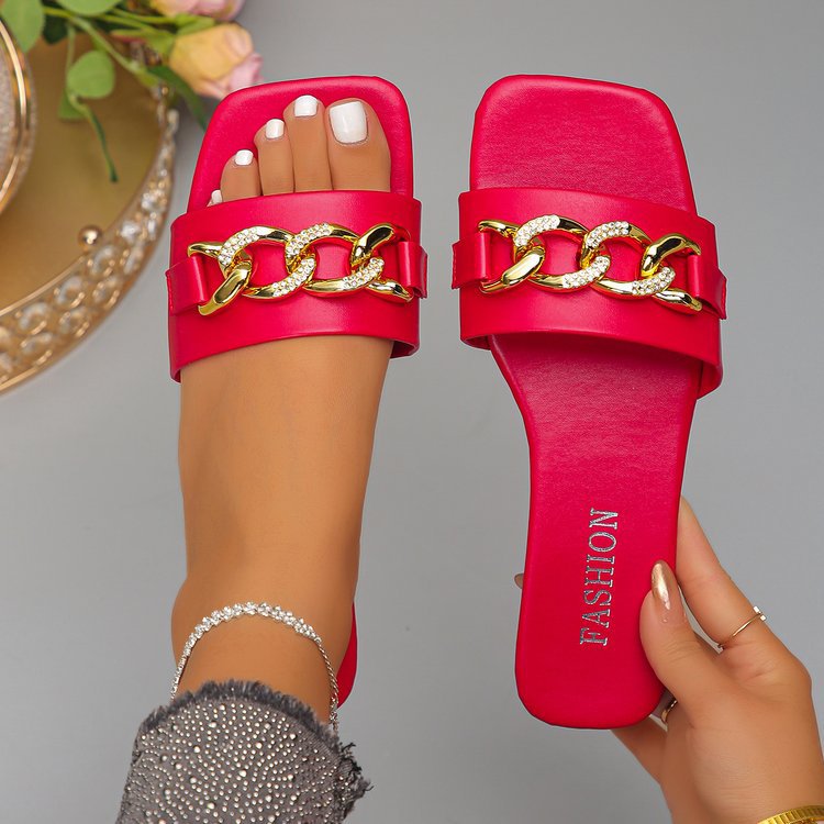 Damen Komfortable Sandalen mit funkelndem Kettenakzent